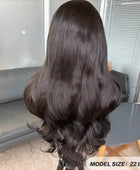 Natural Black Curtain Bangs Human Blend Lace Front Wig