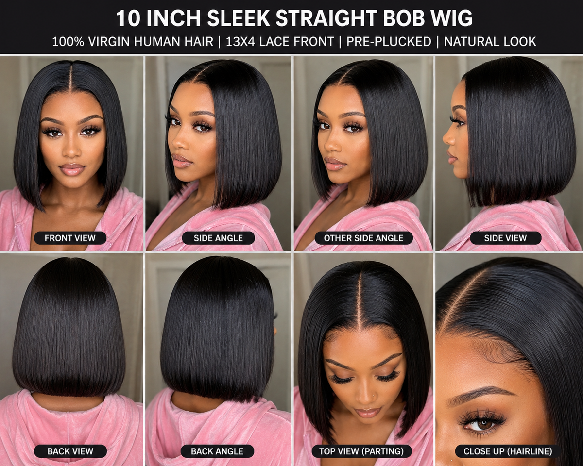 Bresilienne Straight Bob Wig — 100% Virgin Human Hair | 10 Inch | 13x4 Lace Front
