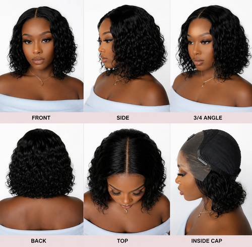 10 Inch Brazilian Deep Wave Curly Bob Wig 4x4 Glueless Lace Closure