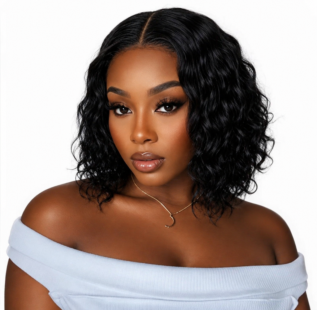 10 Inch Brazilian Deep Wave Curly Bob Wig 4x4 Glueless Lace Closure